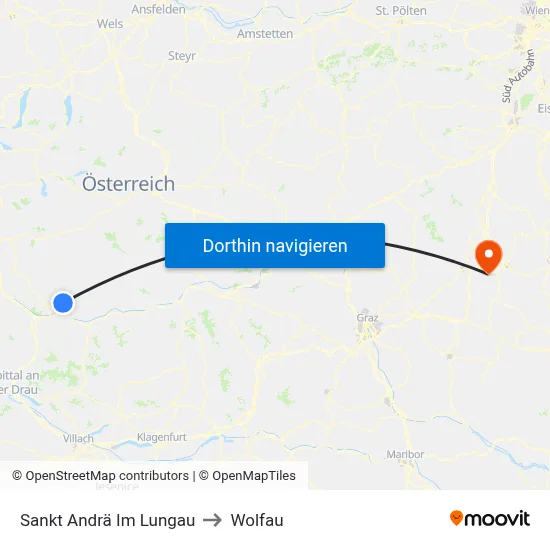 Sankt Andrä Im Lungau to Wolfau map