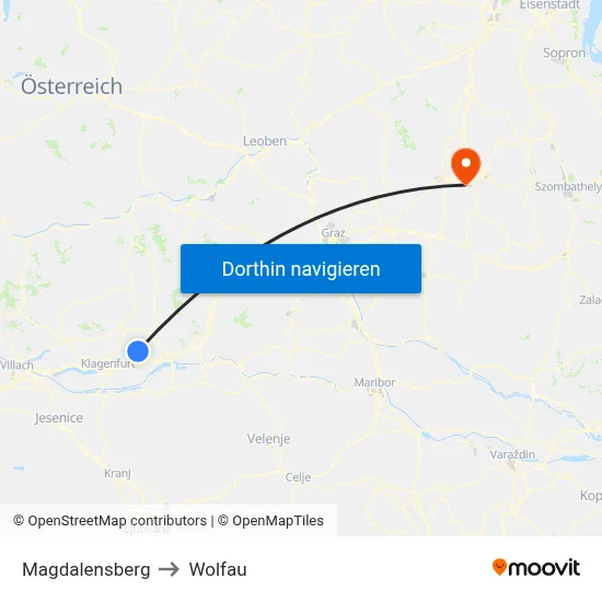 Magdalensberg to Wolfau map