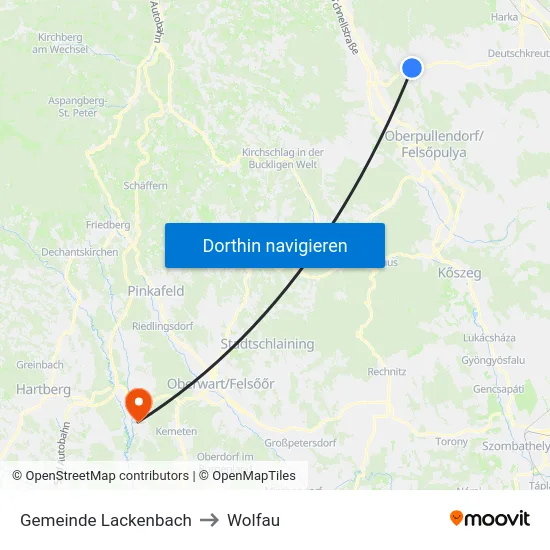 Gemeinde Lackenbach to Wolfau map