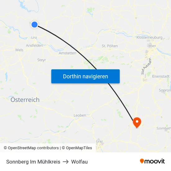 Sonnberg Im Mühlkreis to Wolfau map