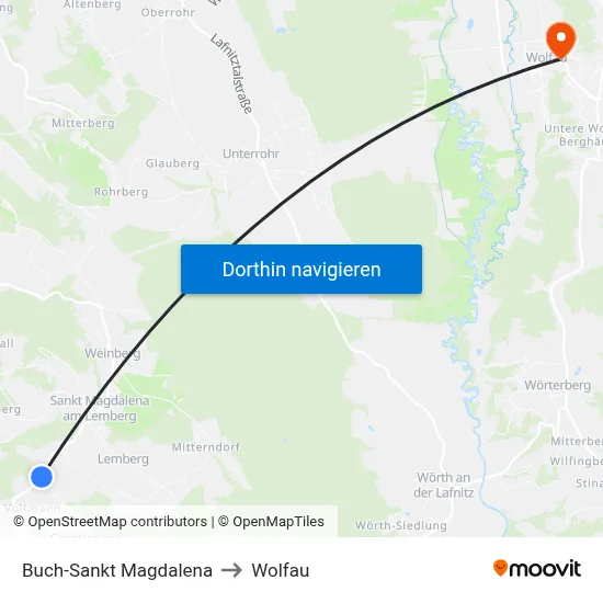 Buch-Sankt Magdalena to Wolfau map