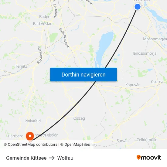 Gemeinde Kittsee to Wolfau map