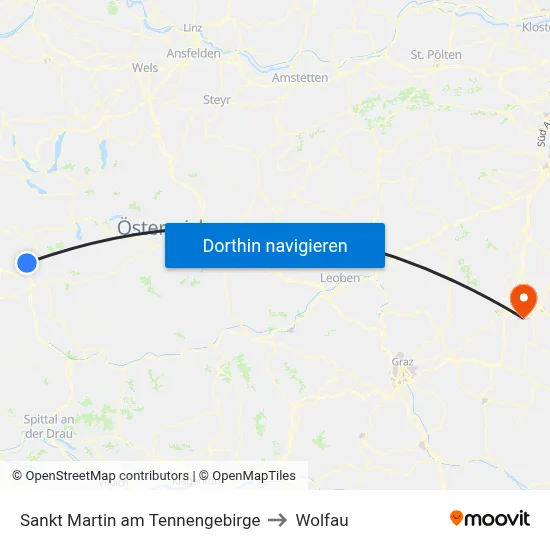 Sankt Martin am Tennengebirge to Wolfau map