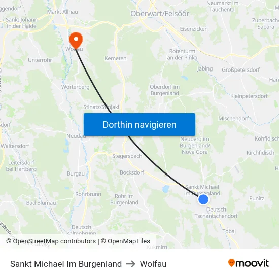 Sankt Michael Im Burgenland to Wolfau map