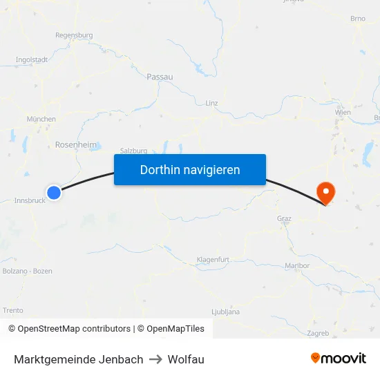 Marktgemeinde Jenbach to Wolfau map
