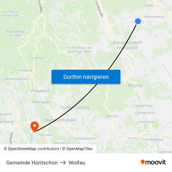 Gemeinde Horitschon to Wolfau map