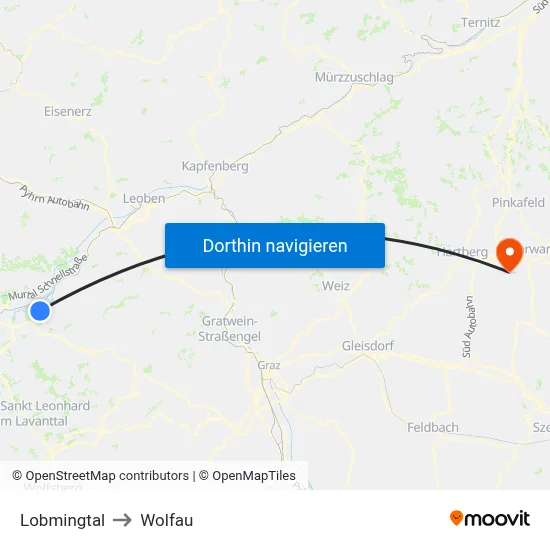 Lobmingtal to Wolfau map
