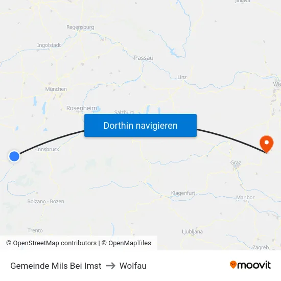 Gemeinde Mils Bei Imst to Wolfau map