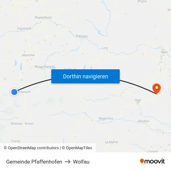 Gemeinde Pfaffenhofen to Wolfau map