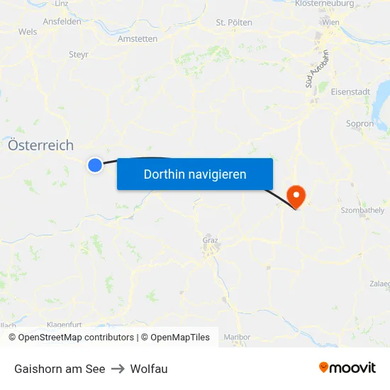 Gaishorn am See to Wolfau map