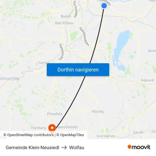 Gemeinde Klein-Neusiedl to Wolfau map