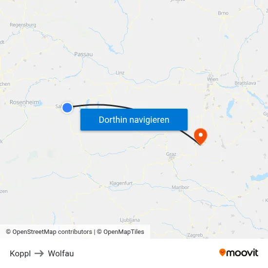 Koppl to Wolfau map