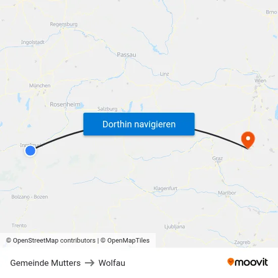 Gemeinde Mutters to Wolfau map