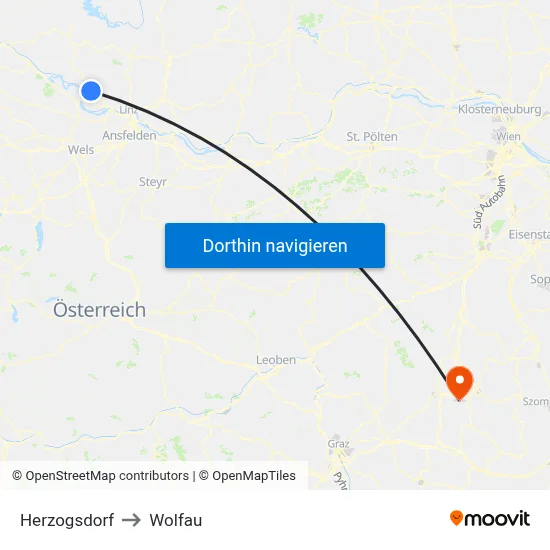 Herzogsdorf to Wolfau map
