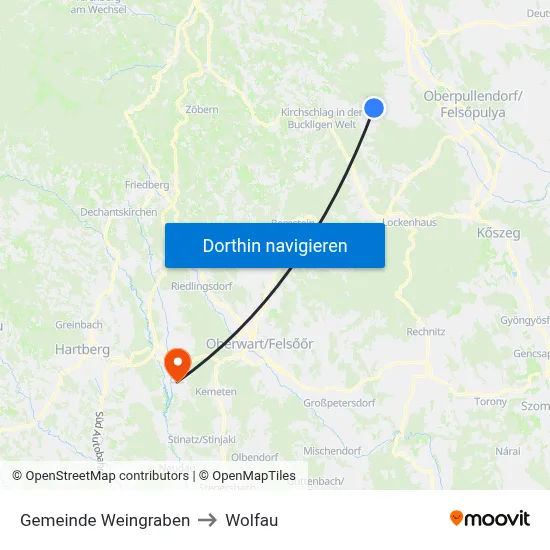 Gemeinde Weingraben to Wolfau map