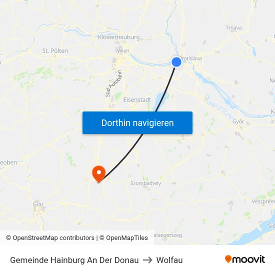 Gemeinde Hainburg An Der Donau to Wolfau map