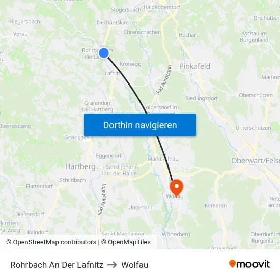 Rohrbach An Der Lafnitz to Wolfau map