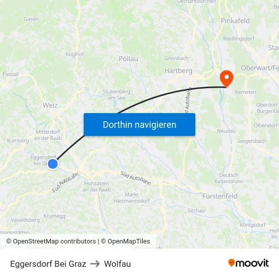 Eggersdorf Bei Graz to Wolfau map