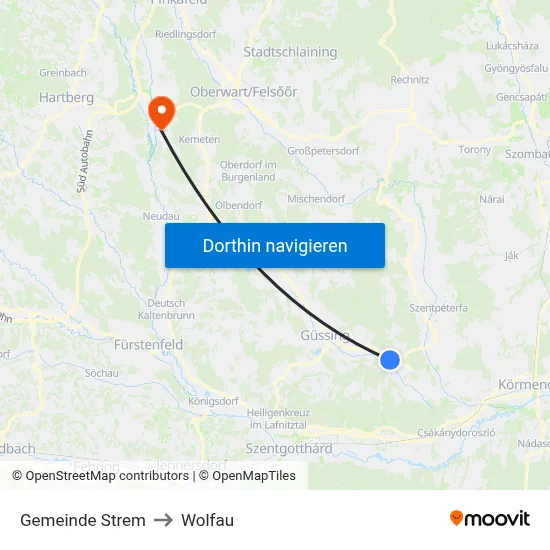 Gemeinde Strem to Wolfau map