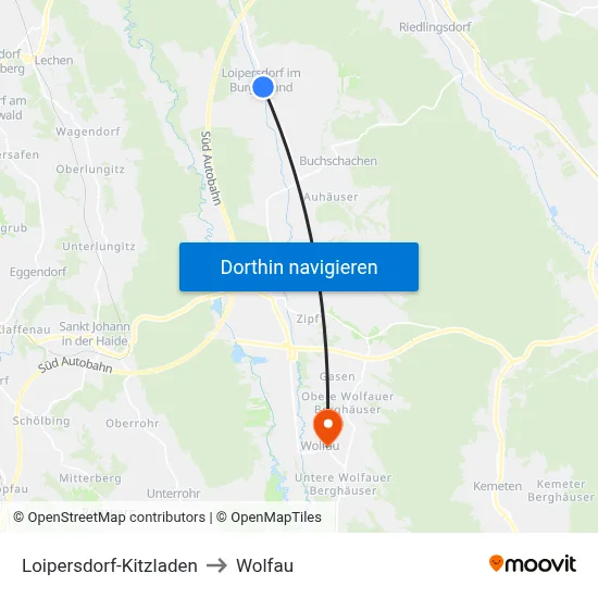 Loipersdorf-Kitzladen to Wolfau map