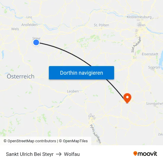 Sankt Ulrich Bei Steyr to Wolfau map