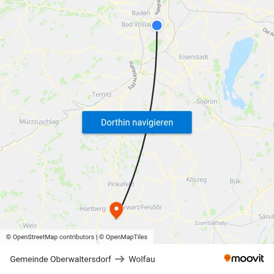 Gemeinde Oberwaltersdorf to Wolfau map