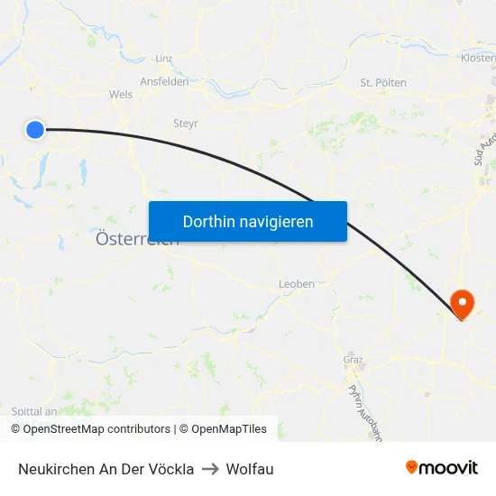 Neukirchen An Der Vöckla to Wolfau map