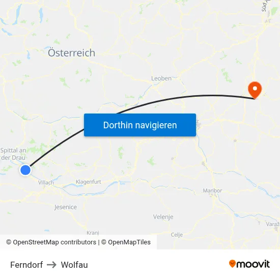 Ferndorf to Wolfau map