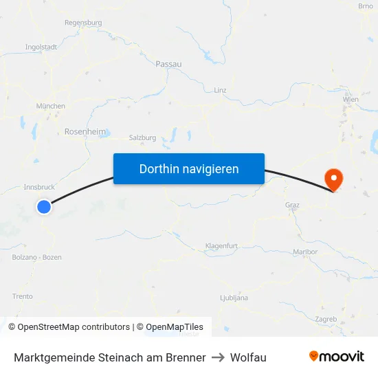 Marktgemeinde Steinach am Brenner to Wolfau map