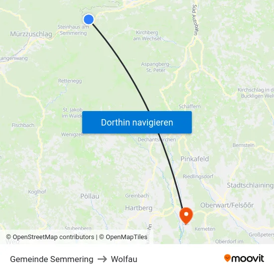 Gemeinde Semmering to Wolfau map