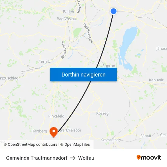 Gemeinde Trautmannsdorf to Wolfau map