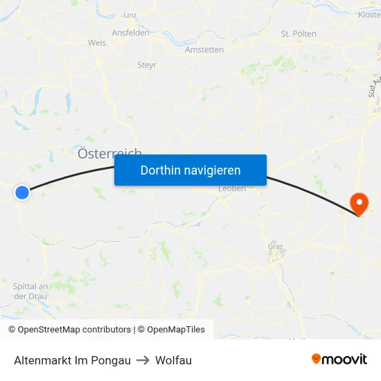 Altenmarkt Im Pongau to Wolfau map