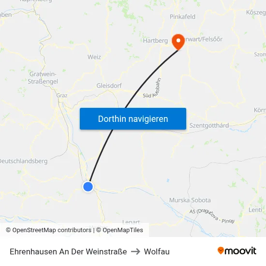 Ehrenhausen An Der Weinstraße to Wolfau map