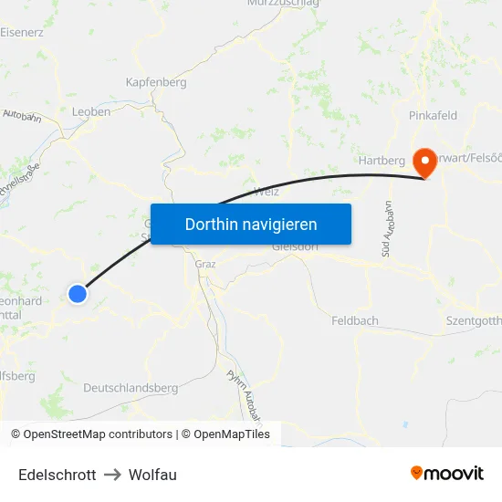 Edelschrott to Wolfau map