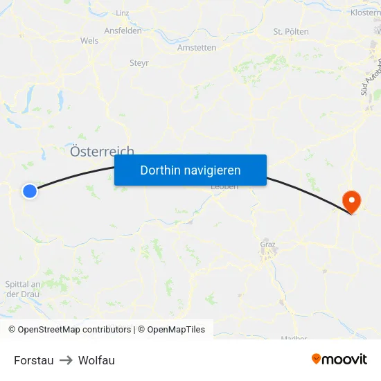 Forstau to Wolfau map