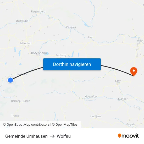 Gemeinde Umhausen to Wolfau map