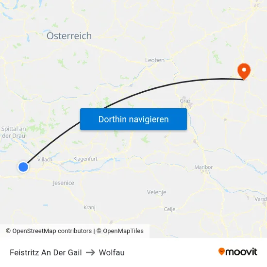 Feistritz An Der Gail to Wolfau map