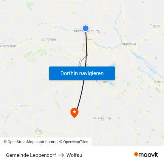 Gemeinde Leobendorf to Wolfau map