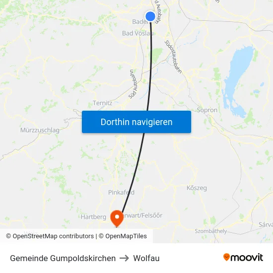 Gemeinde Gumpoldskirchen to Wolfau map