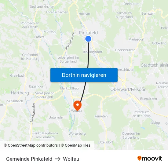 Gemeinde Pinkafeld to Wolfau map