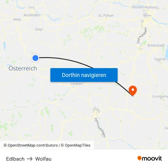 Edlbach to Wolfau map