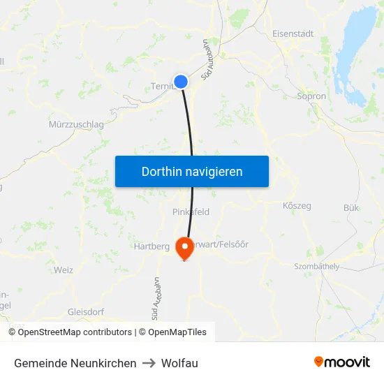 Gemeinde Neunkirchen to Wolfau map