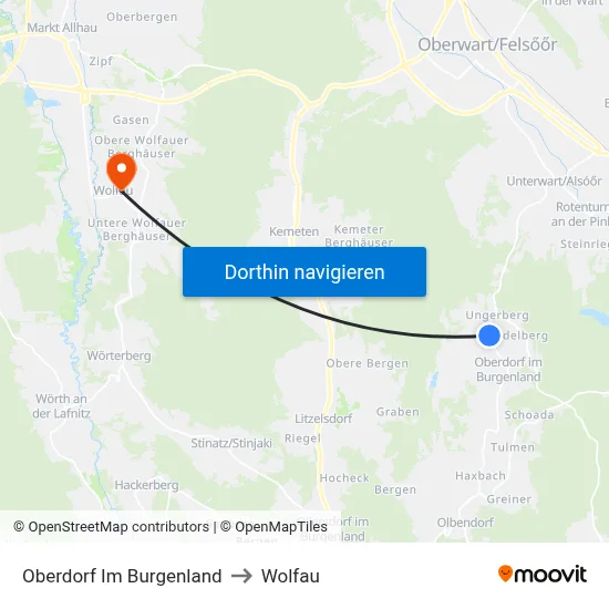 Oberdorf Im Burgenland to Wolfau map