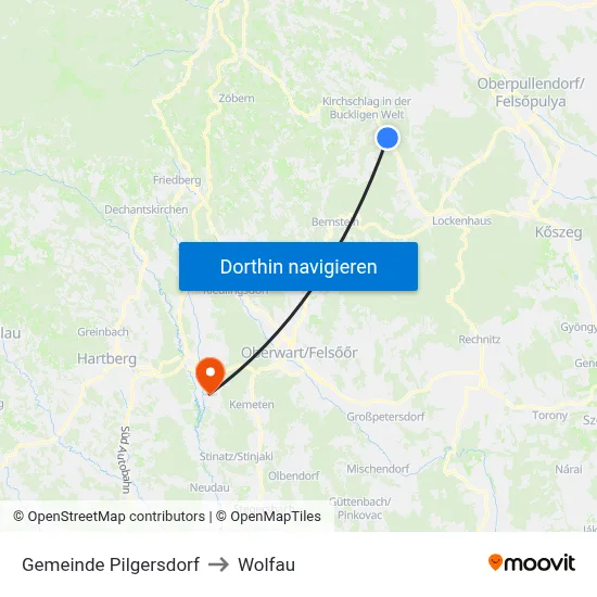 Gemeinde Pilgersdorf to Wolfau map