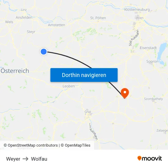 Weyer to Wolfau map
