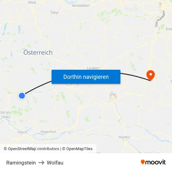 Ramingstein to Wolfau map