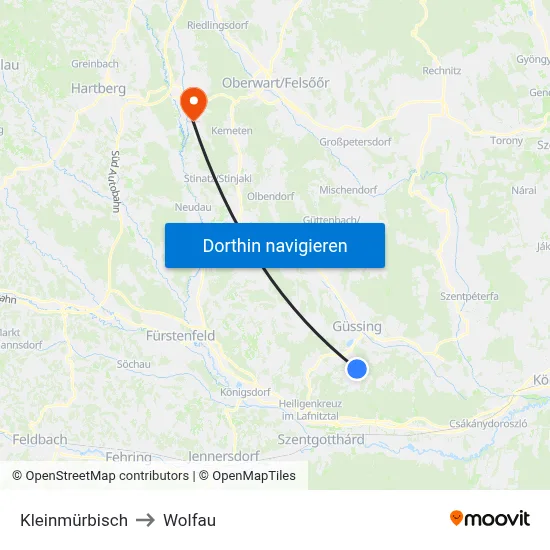Kleinmürbisch to Wolfau map