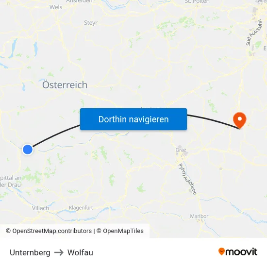 Unternberg to Wolfau map