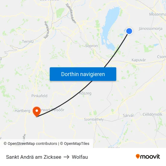 Sankt Andrä am Zicksee to Wolfau map