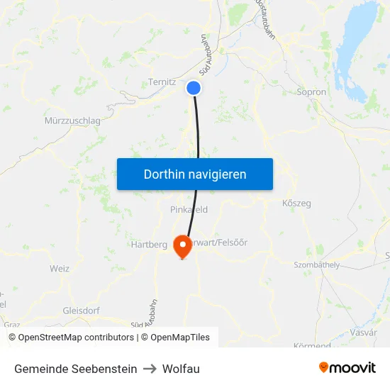 Gemeinde Seebenstein to Wolfau map